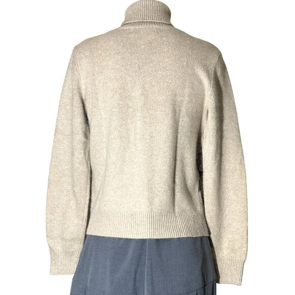 Vintage Evan Picone Tan & Brown Angora Blend Argyle Turtleneck Sweater Top Sz M - Picture 6 of 8